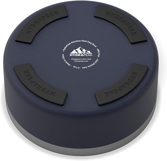 Hydrapeak Dog Bowl; Non Slip Stainless Steel; Water and Food Dish; Large Sized and Small Dogs; 32oz