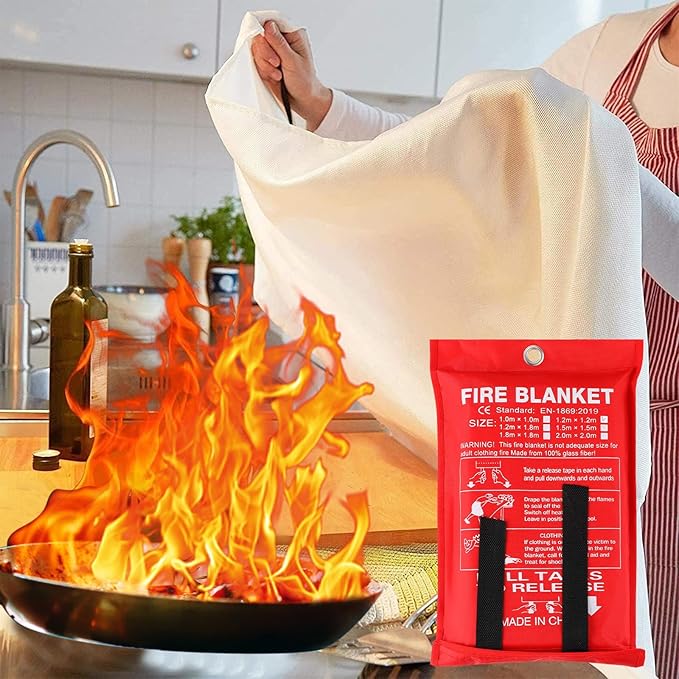 Jerify 24 Pack Fire Blanket for Home Emergency - 47 x 47 Inch Kitchen Fire Suppression, Fiberglass