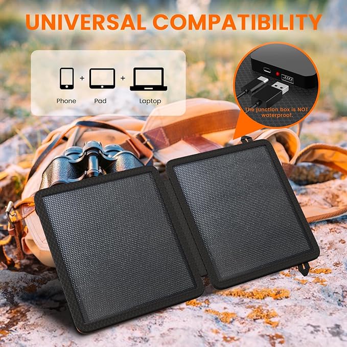 REDIGOO Portable 10W Solar Panel Charger, Mini Solar Panel with USB-C Outputs Compatible with Cell