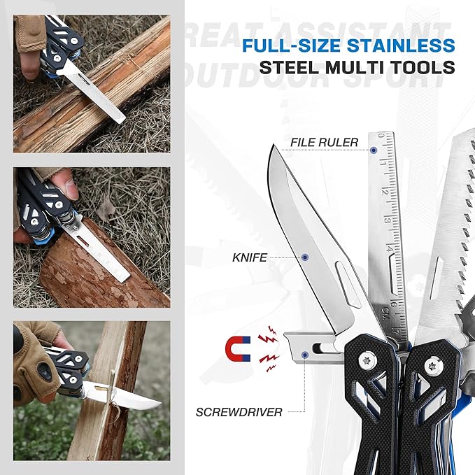 MOSSY OAK Multitool, 21-in-1 Stainless Steel Pocket Knife with G10 Handle, Screwdriver Sleeve