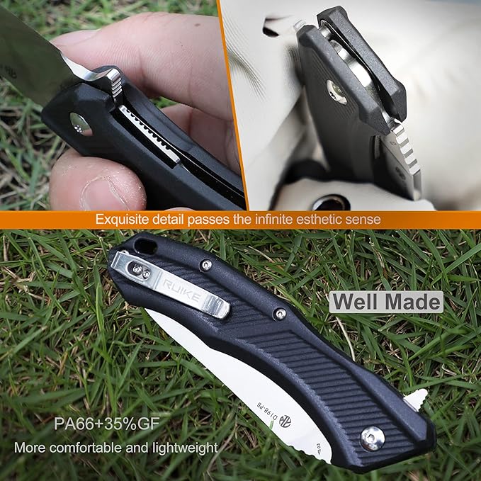 Ruike EDC Pocket Knife for Men,3.86 inch Big Blade,8Cr13 Stainless Steel,Liner Lock,Tactical