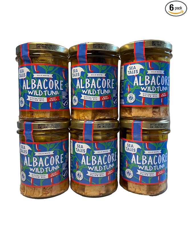 Sea Tales Albacore Fillets in Extra Virgin Olive Oil with Chili in Jar - 100% Pole & Line Wild