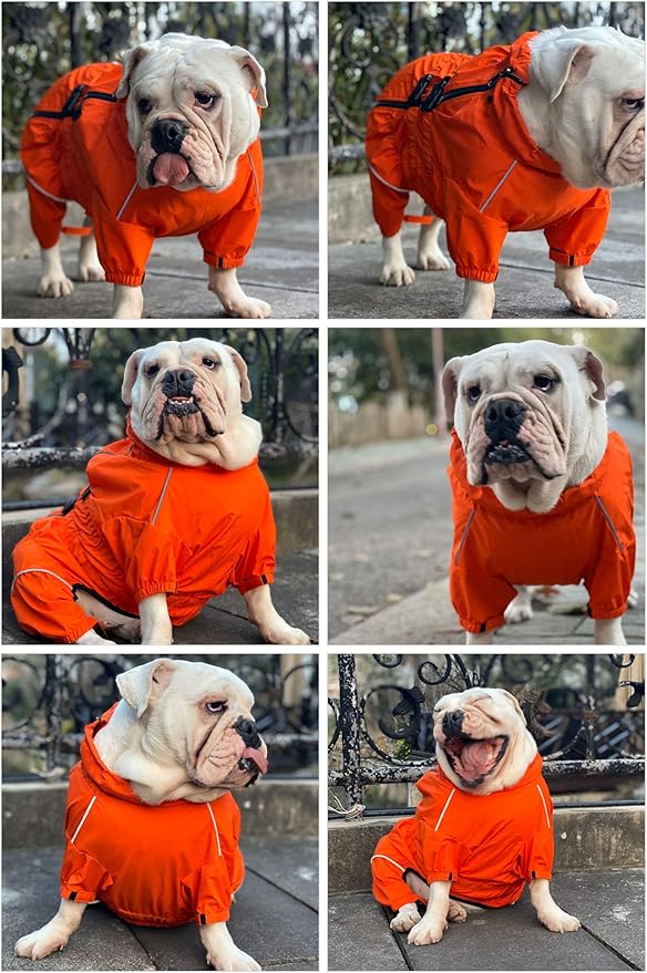 Dogs Waterproof Jacket, Lightweight Waterproof Jacket Reflective Safety Dog Raincoat Windproof