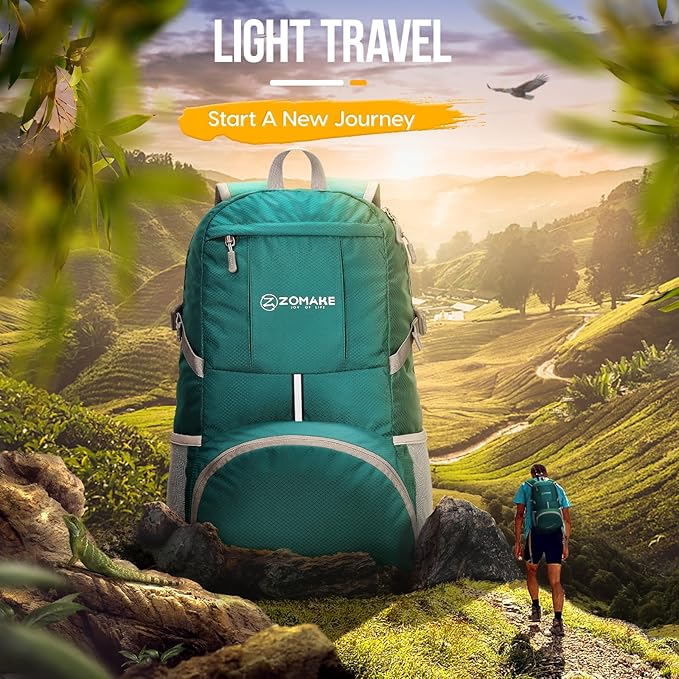 ZOMAKE Lightweight Packable Backpack 35L, Light Foldable Backpacks Water Resistant Collapsible