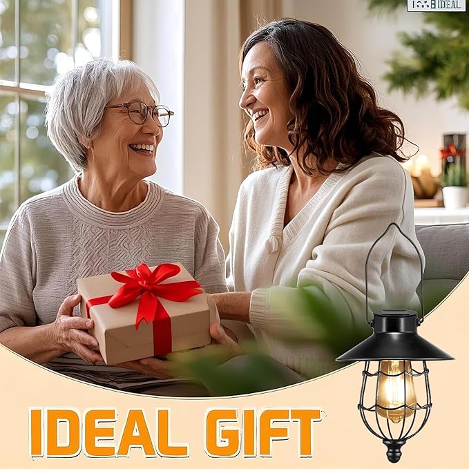 Solar Lanterns Outdoor Hanging Metal Vintage Lantern Warm White Solar Lights lamp Waterproof Edison