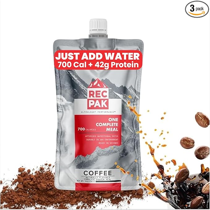 RecPak Performance Ultralight Instant Meals For Your Next Adventure | 700 Cal 42g Protein I Coffee