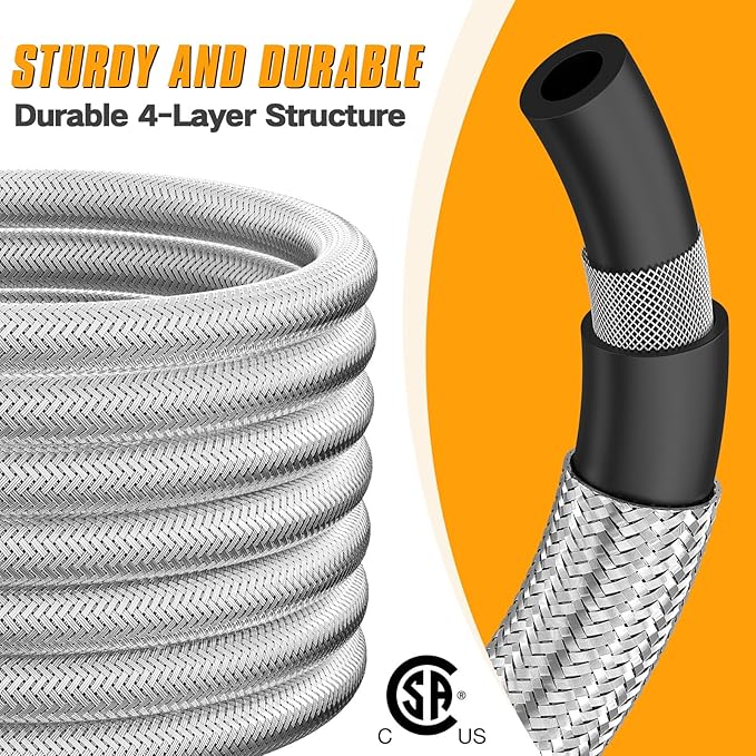 12FT RV Quick Connect Propane Hose, Propane Quick Connect Hose for RV to Gas Grill, Compatible with