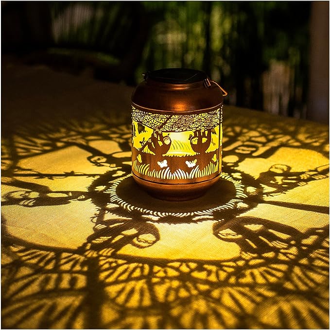 Sloth Solar Lanterns Outdoor Waterproof,Hanging Solar Lights Sloth Gifts for Women Men Metal LED