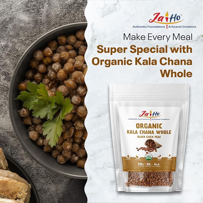 Jai Ho Certified Organic Kabuli Chana Garbanzo Beans 4 lb | Chickpeas Lentils | Indian Kabuli Chole