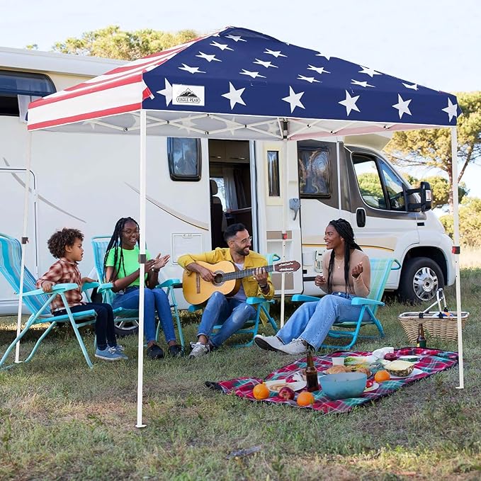 EAGLE PEAK Pop Up Canopy Tent with Wheeled Carry Bag, 8 Stakes, 4 Ropes, Easy Set Up Tent Canopy
