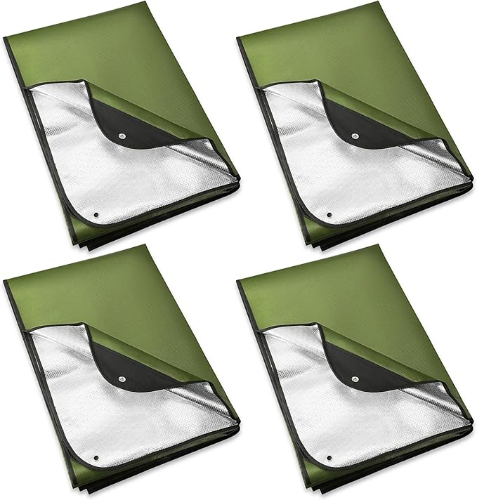 Kanayu 4 Pcs Emergency Thermal Survival Blankets 82 x 60 Inch,Heavy Duty Emergency Poncho Tarp