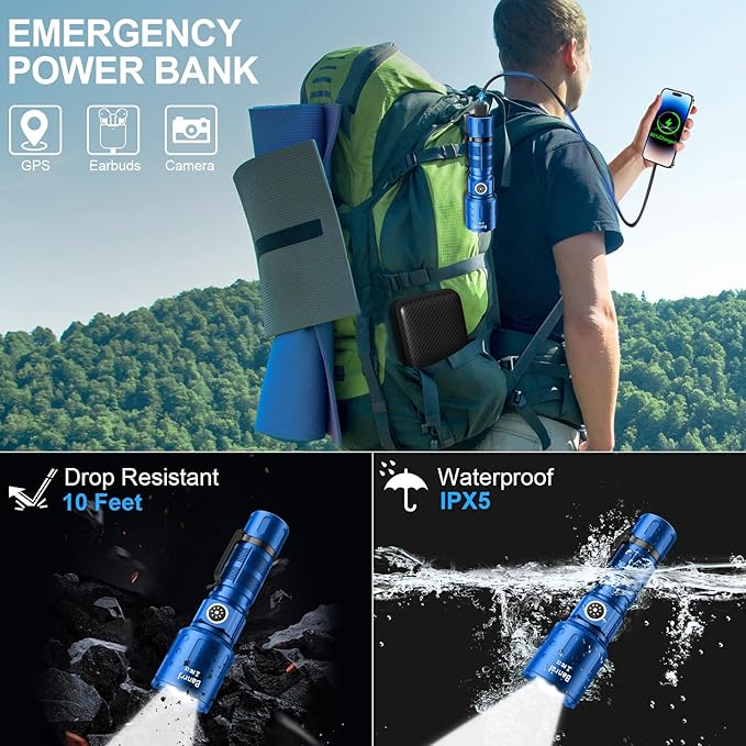 Flashlights High Lumens Rechargeable, Super Bright Long Range Small Powerful Flashlight, 6 Modes