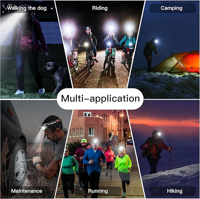 KunHe 10 Pack Headlamp Flashlight Head Lamps led Rechargeable Headlight Motion Sensor Head Lamp 10