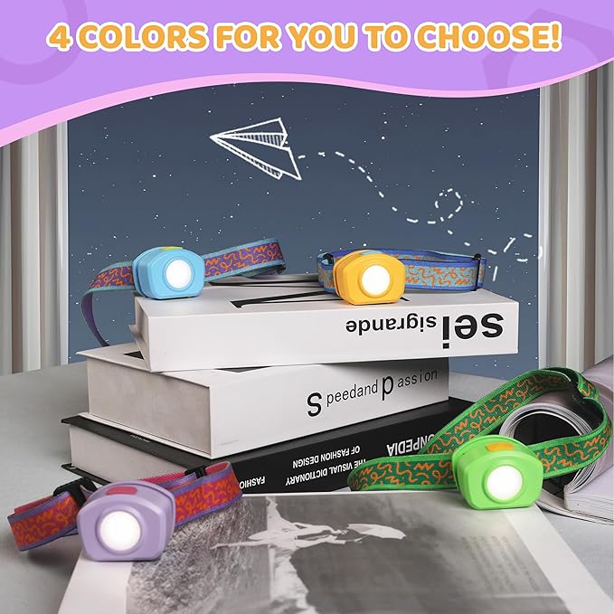 EverBrite LED Headlamp Rechargeable Kids Headlamp with RGB Mode and Adjustable Headband, 3 Modes