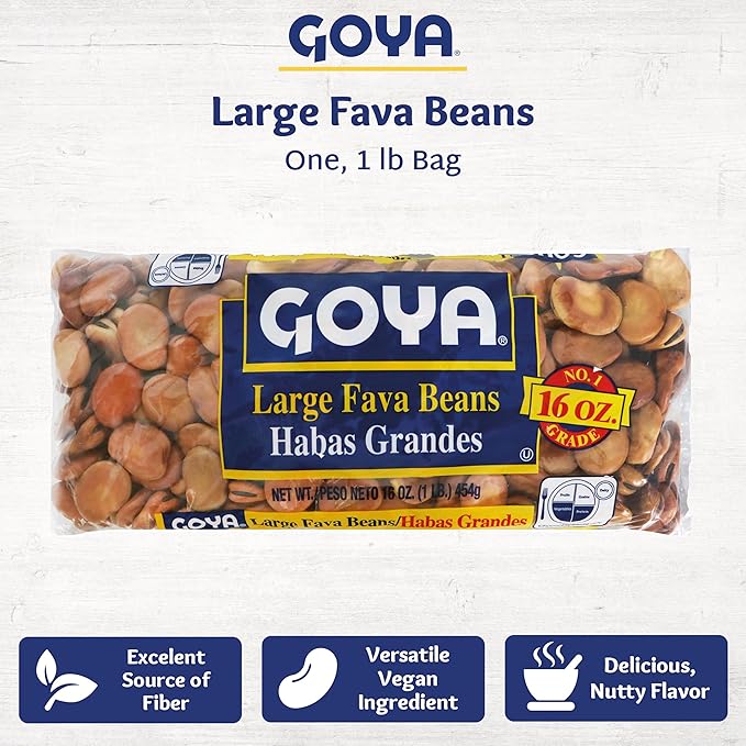 Large Fava Beans by Goya, Whole Dried Beans, Nutritious and Versatile, Rich in Fiber, 16oz. Bag
