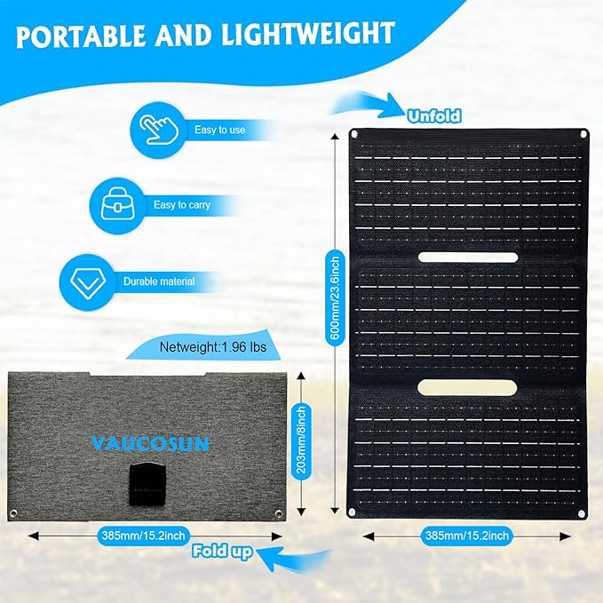 36W Portable Solar Panel with USB-A QC3.0 18W Charging for Phone,Ipad,Power Bank,Camping,IPX4