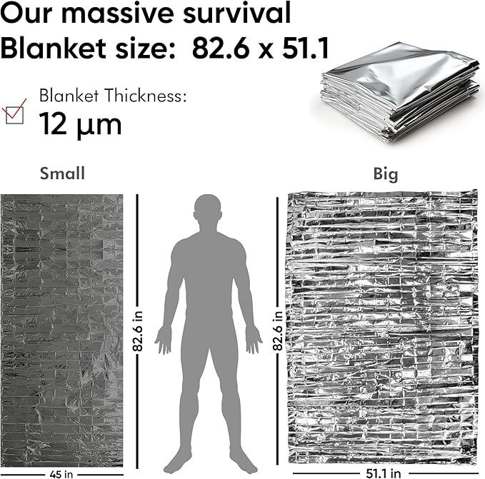 Emergency Mylar Blankets 130 * 210 Cm Large Reusable Thermal Space Blanket Survival Rescue
