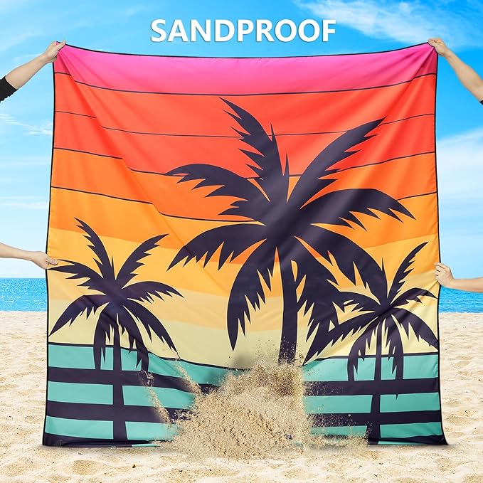Beach Blanket Waterproof Sandproof Beach Mat 79" X 83"/10'x9'for 2-8 Adults Quick Drying Outdoor