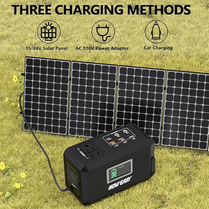 HOWEASY Portable Power Station, 24000mAh Camping Solar Generator, Portable Power Bank with 2 110V/