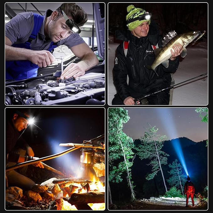 Headlamp Rechargeable, 2000 Lumen Super Bright LED Head Lamp for Adults, IP67 Waterproof