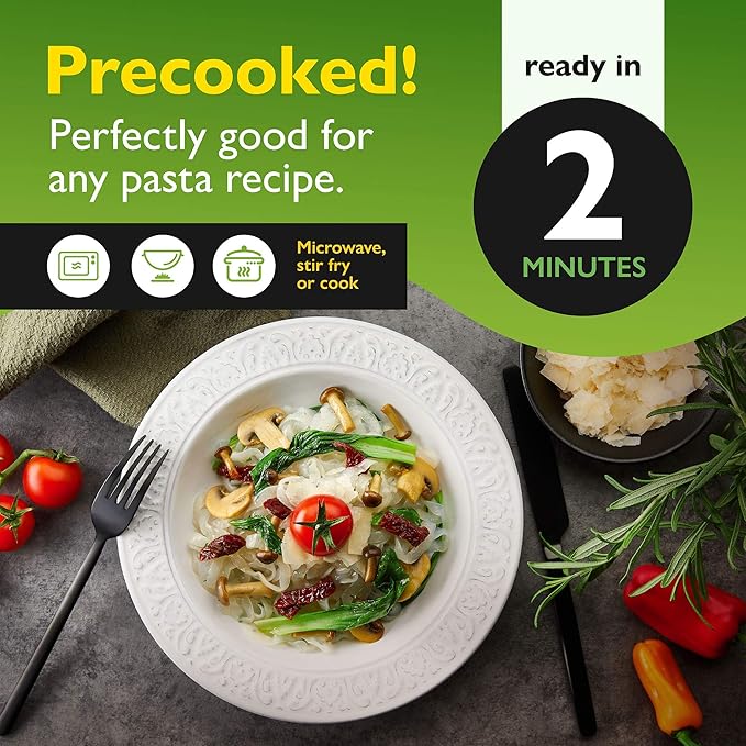 SKINNY PASTA Fettuccine - Healthy Konjac Shirataki Noodles, Low Carb Keto Pasta, Gluten Free, 6 Pack