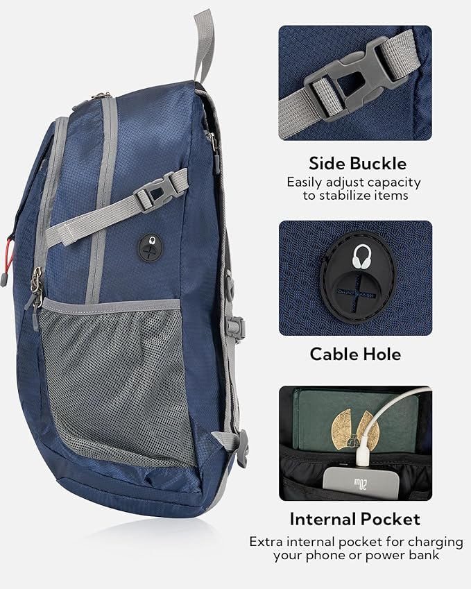 WATERFLY Lightweight Packable Hiking Backpack: 30L Foldable Travel Daypack Ultralight Camping Day