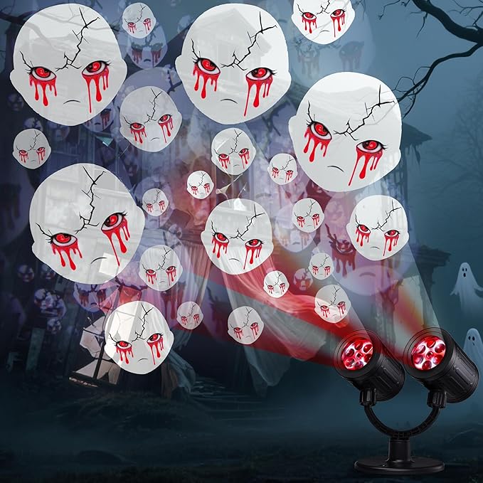 Toodour Halloween Projector Lights Outdoor, Double Head Dynamic Halloween Lights Projector with