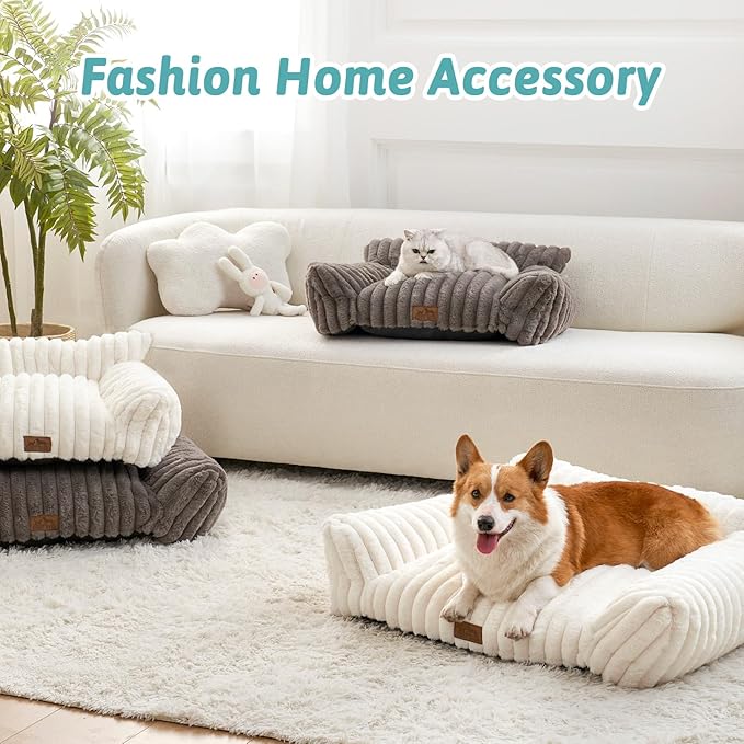 Cute Cat Couch, Premium Plush Faux Fur Pet Couch Bed, Ultra-Soft Pet Furniture for Cats & Small