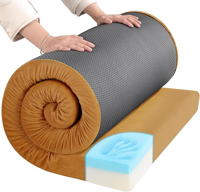 HOMBYS 3 INCH Thick Waterproof Memory Foam Camping Mattress for Outdoor Sleeping, Portable Roll Up