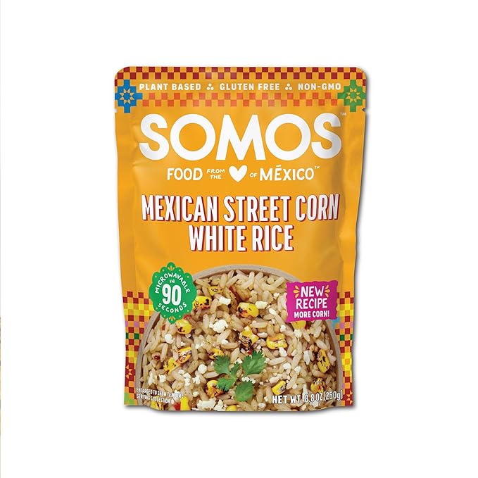 SOMOS Mexican Street Corn White Rice ??Gluten Free, Non-GMO, Vegan & Microwavable Meals Ready to