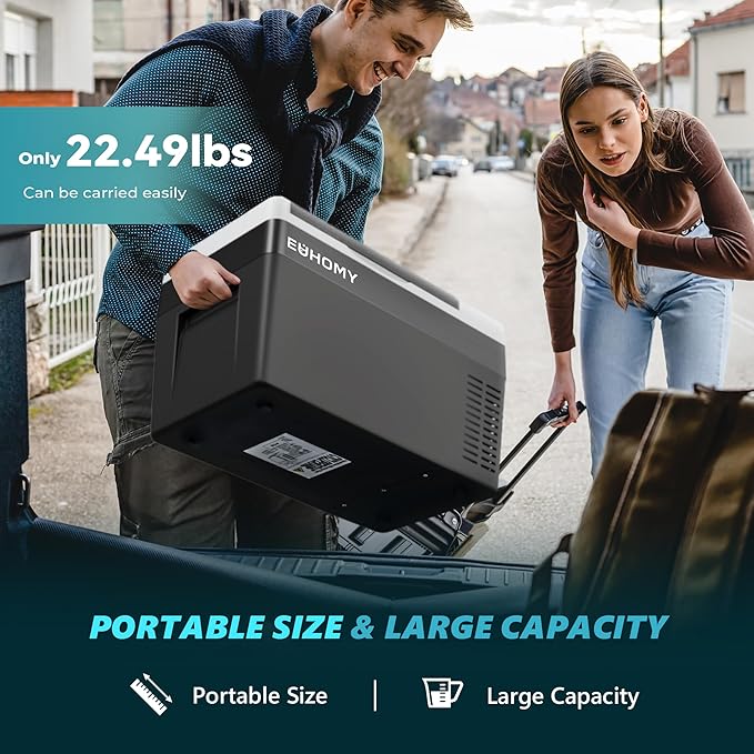 EUHOMY 12 Volt Refrigerator, 26QT(25L) Compressor Electric Cooler APP Control, Car Fridge -4℉~68℉