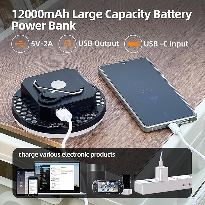 Camping Lantern 10500mAh Rechargeable Battery, 32W Ultra Bright LED Hanging Light with 3 Modes