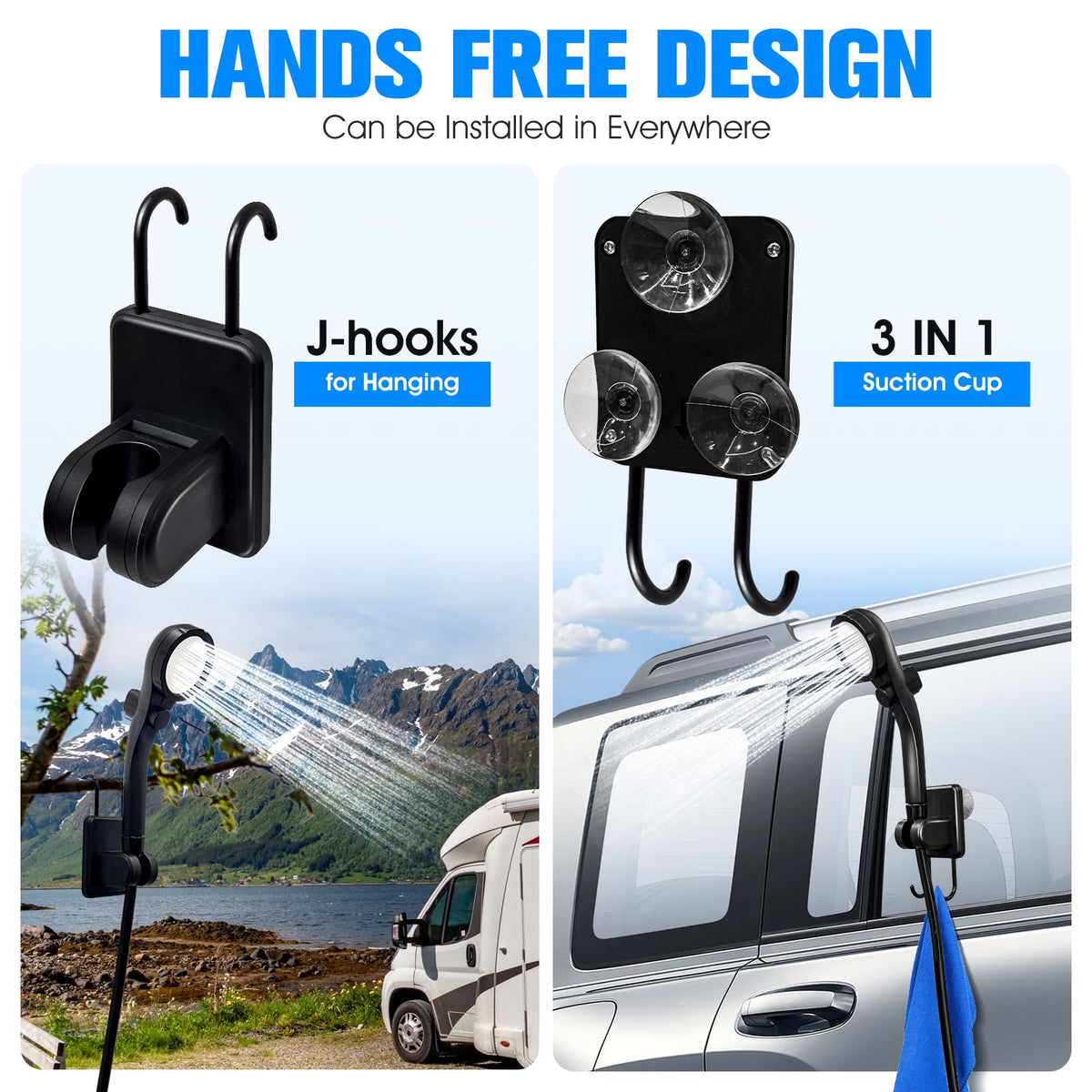 Portable Shower With Heater,6000Mah Battery Powered Portable Shower For Camping With 2000W Auto-Off