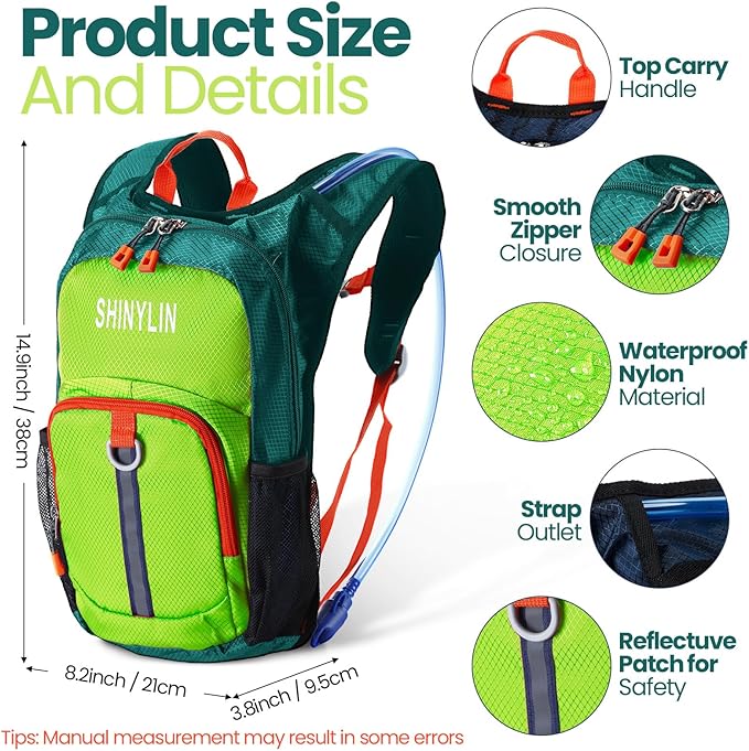 2 Pcs Kids Hydration Backpack with 1.5l Water Bladder Lightweight Kids Hiking Backpack Water
