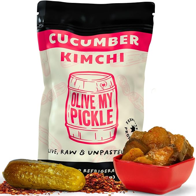 Olive My Pickle Organic Kimchi Fermented - 16 oz | 1-Pack of Probiotic Cucumber Kimchi Vegan |