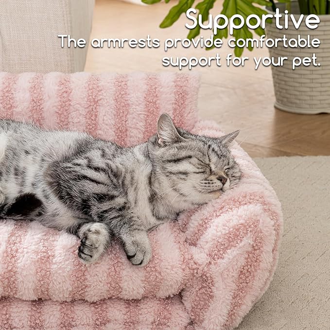Hollypet Cat Bed Fluffy Plush Mutifuctional Double-Layer Soft Pet Couch Orthopedic Sofa Nest Beds