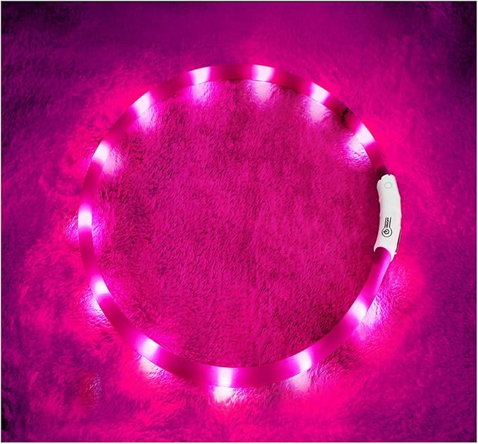 LED Dog Collar,USB Rechargeable Glowing Dog Collars, Light Up Collar Improved Pet Safety
