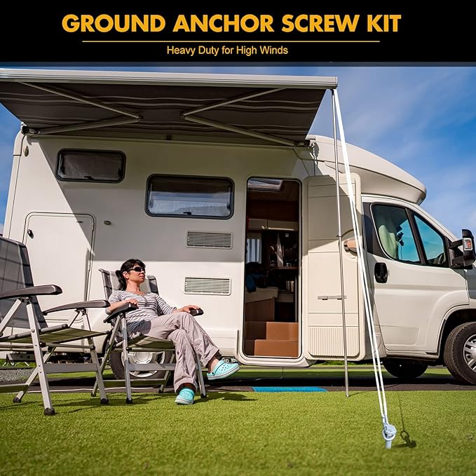 Zhengmy 8 Pcs Ground Anchors Screw in, 12 Inch Heavy Duty Tent Stakes with Trampoline Anchor Hook
