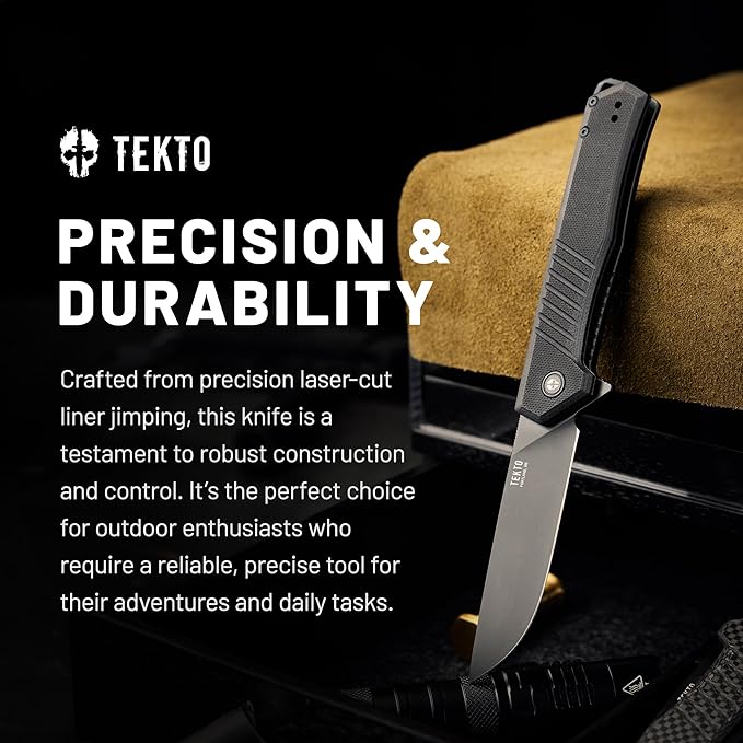 F1 Alpha Folding Pocket Knife - Modified Straight Back Blade, Titanium Coated D2 Steel, Ideal for