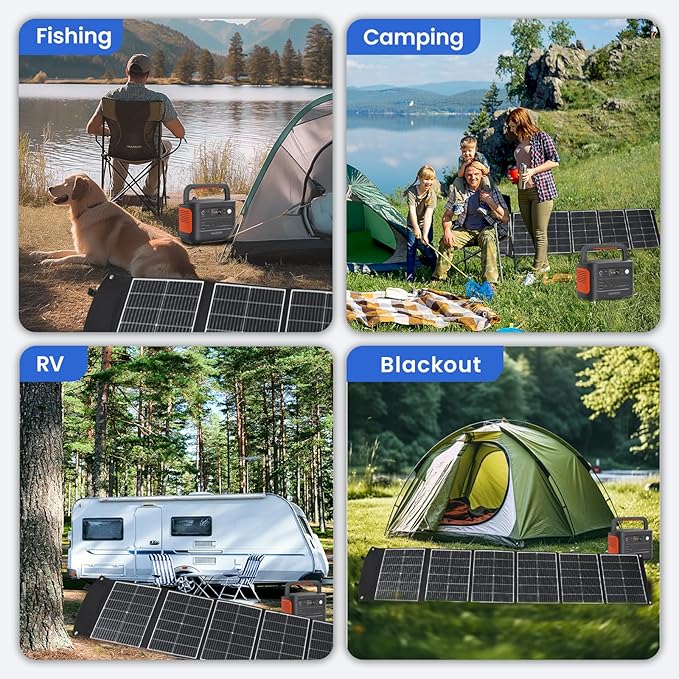 200 Watt Portable Solar Panel, Foldable Solar Panel Charger with Kickstands, QC3.0 USB-A USB-C &