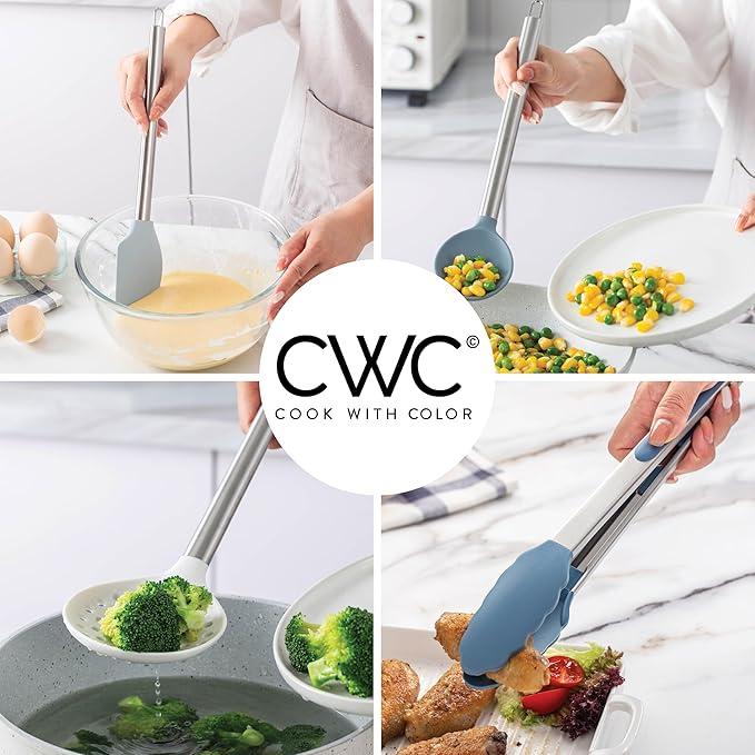 COOK WITH COLOR Silicone Cooking Utensils, Kitchen Utensil Set, Easy to Clean Silicone Kitchen