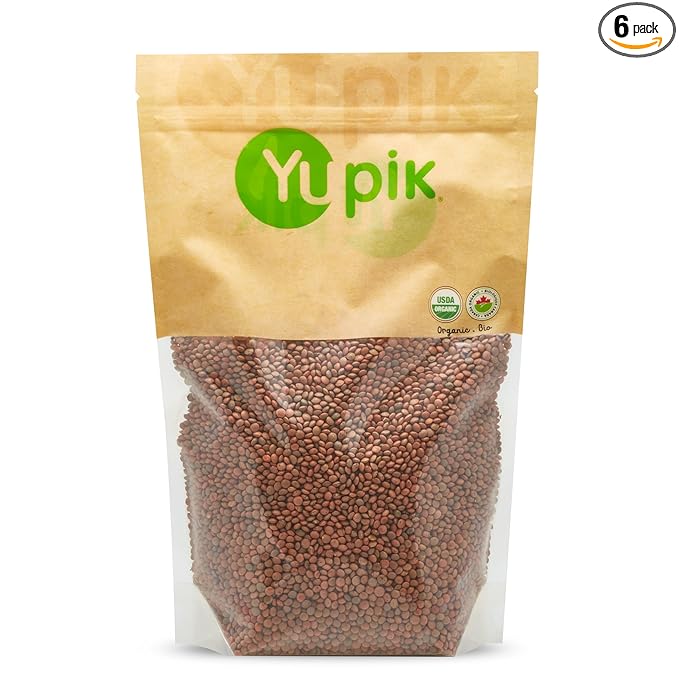 Yupik Organic Brown Lentils, 2.2 lb (35.2 oz), Pack of 6, Non-GMO, Vegan, Gluten-Free, Kosher, Raw