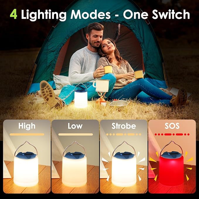 LED Camping Lantern, Rechargeable Camping Light, 4 Modes Outdoor Flashlights Lanterns with 1000LM