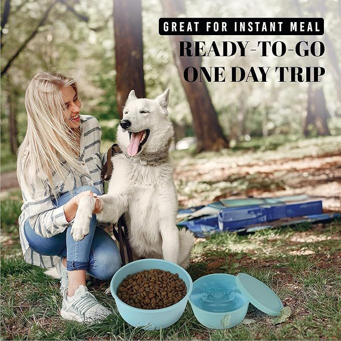 AVERYDAY 50 Oz Travel Dog Bowls with Lids, 2-in-1 Portable Pet Bowls for Food and Water, Leakproof