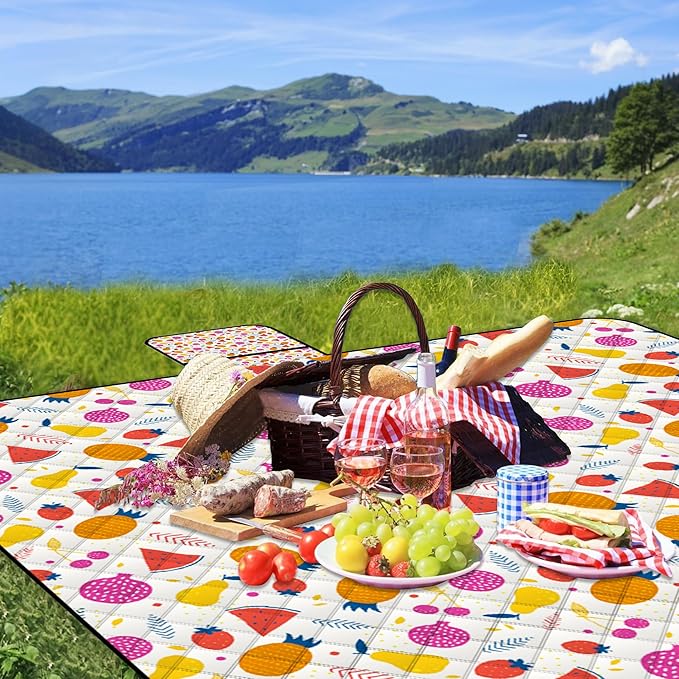 Poedist Extra Large Picnic Blanket Waterproof,80"x 80"Foldable Machine Washable Beach