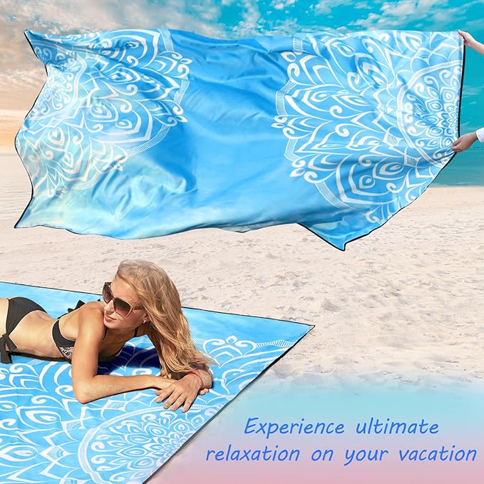 Beach Blanket Waterproof Sandproof Beach Mat 79" X 83"/10'x9'for 2-8 Adults Quick Drying Outdoor
