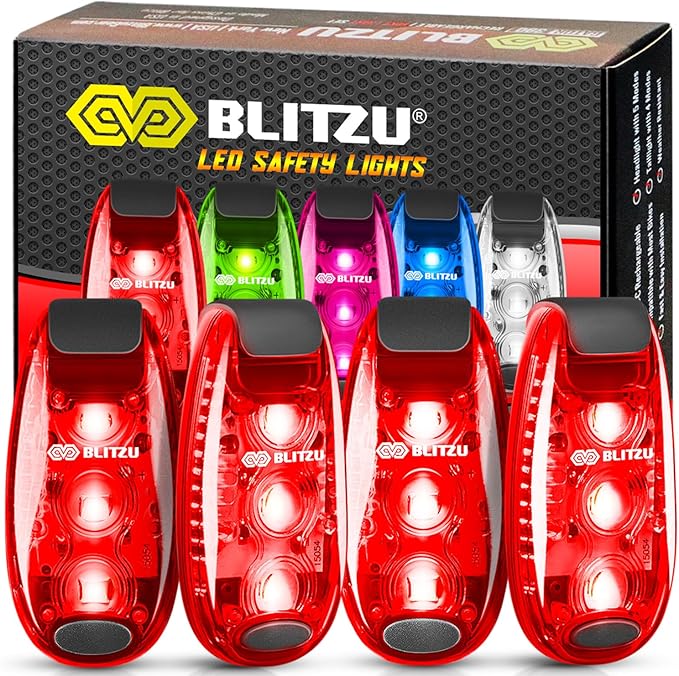 4 Pack LED Safety Light, Clip on Reflective Gear Lights for Walking at Night, Running, Jogging