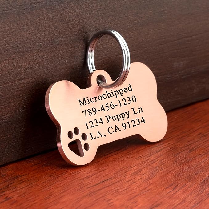Ultra Joys Dog Tags Personalized for Pets - Hollow Paw Custom Pet ID Tag - Engraved Dog Tag for