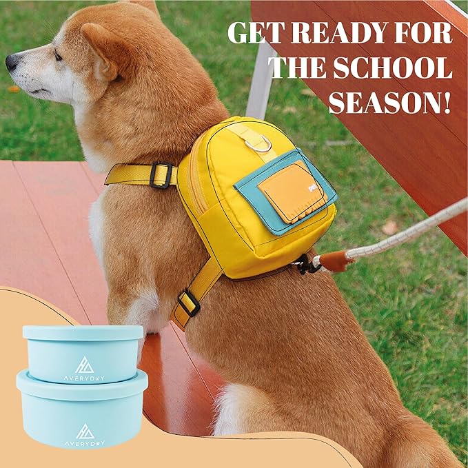 AVERYDAY 30 Oz Travel Dog Bowls with Lids, 2-in-1 Portable Pet Bowls for Food and Water, Leakproof