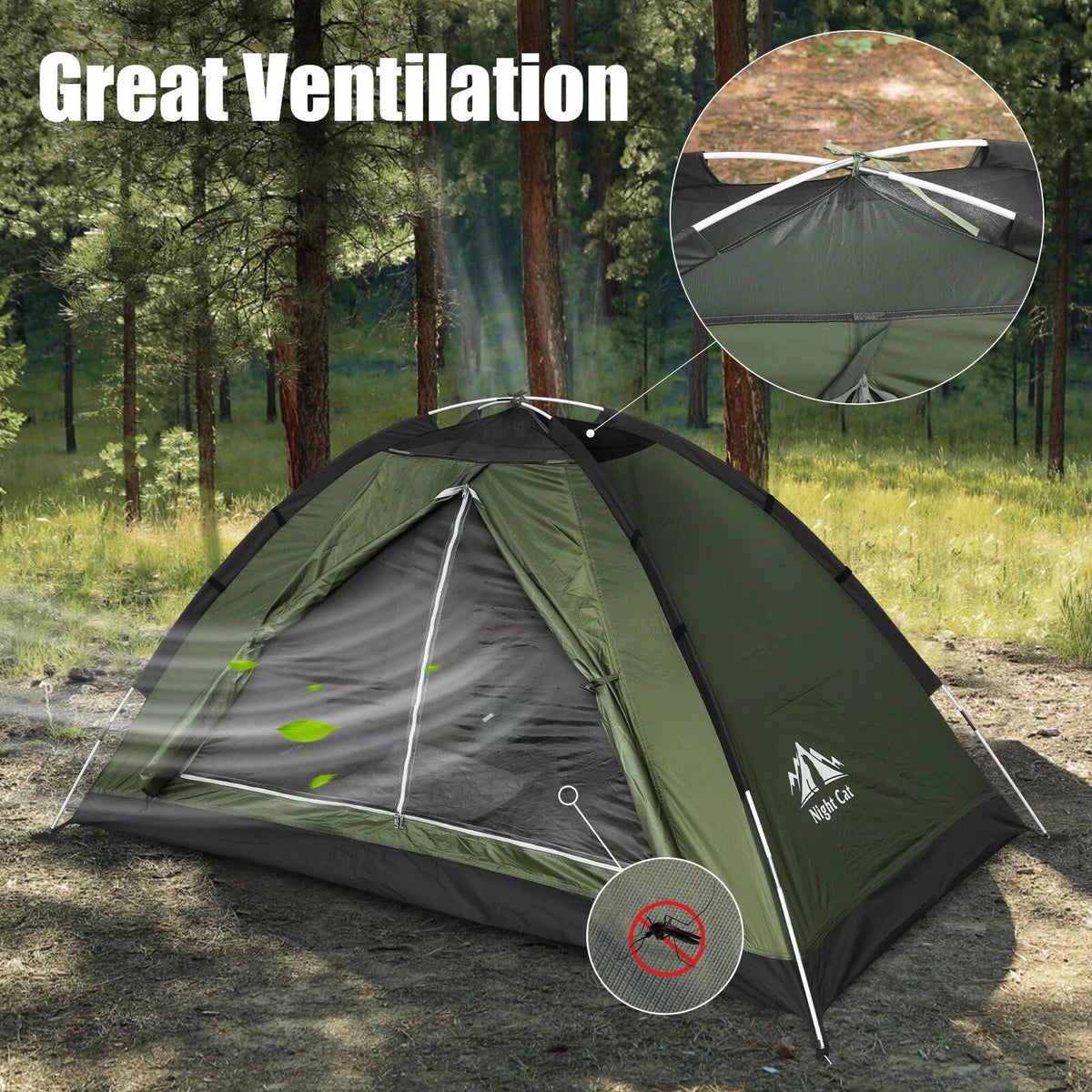 Night Cat Backpacking Tent for One 1 to 2 Persons Lightweight Waterproof Camping Hiking Tent for